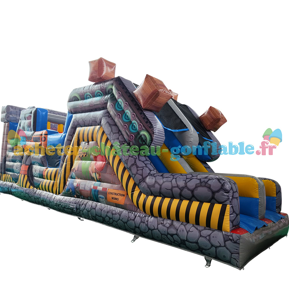 Grand Château Gonflable 2 En 1 Avec Parcours D’Obstacles – Trampoline, Toboggan, Tunnel, Panier De Basket – Kit Complet Avec Ventilateur 550 W – Jardin Et Intérieur