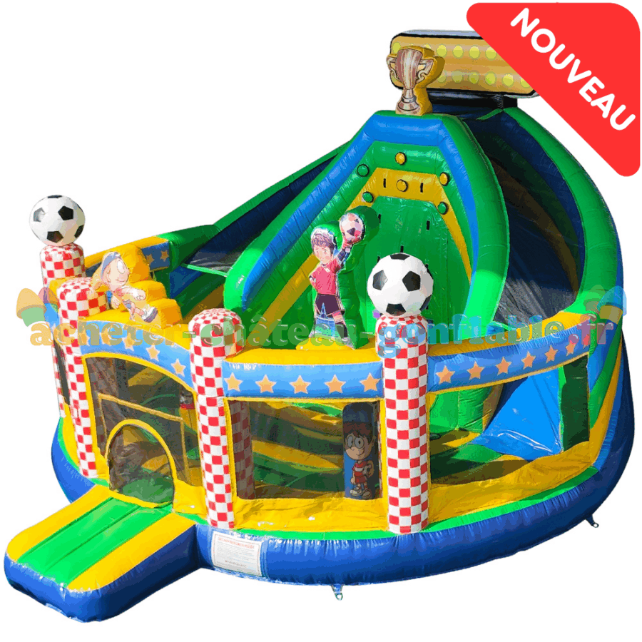 Château Gonflable Multiplay Stade de Football avec Toboggan