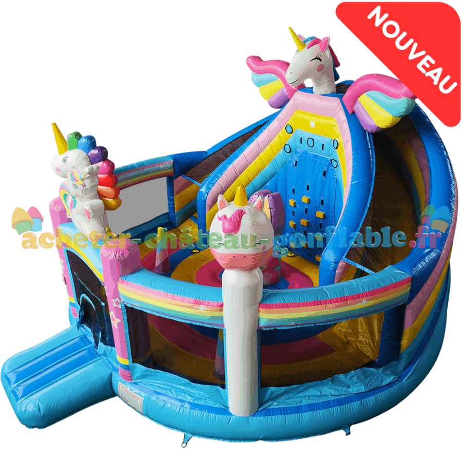 Château Gonflable Multiplay Parc Licorne avec Toboggan