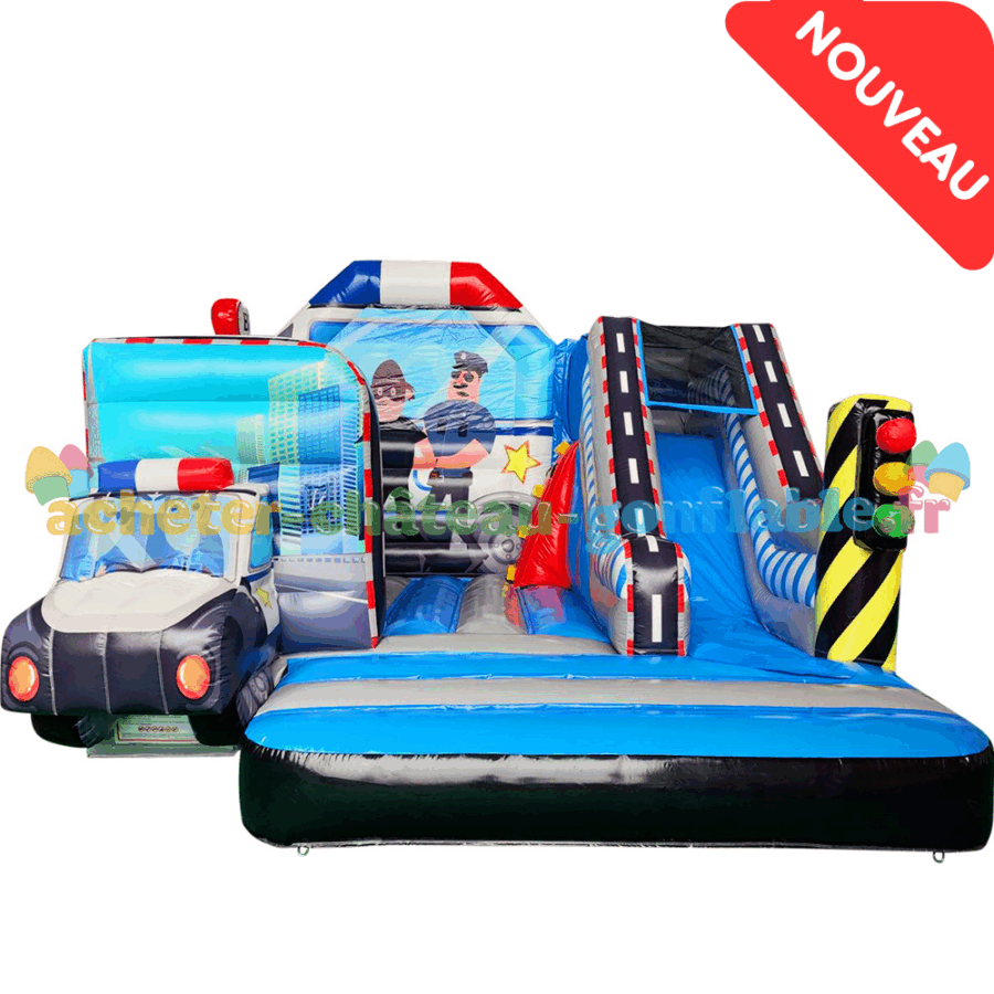 Château Gonflable Chasse aux Gangsters avec Toboggan