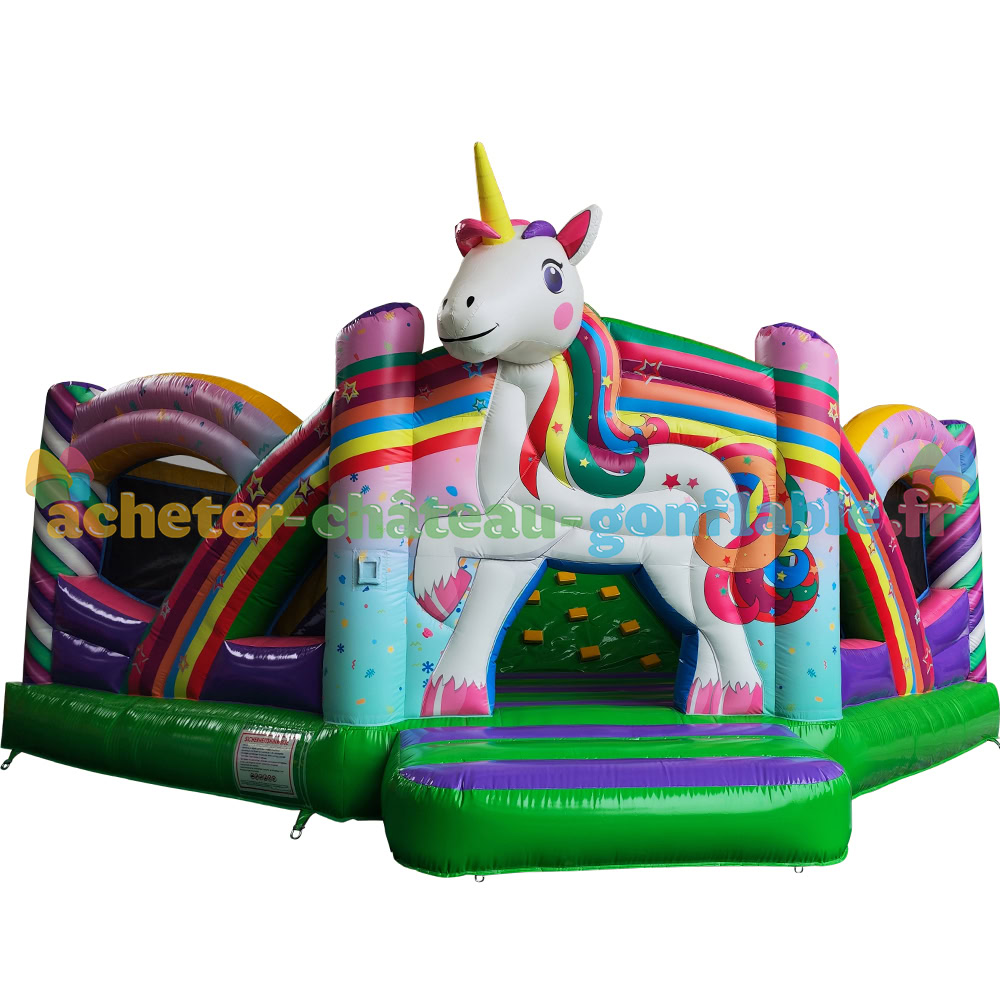 Château Gonflable Pays Arc-en-Ciel avec Toboggan
