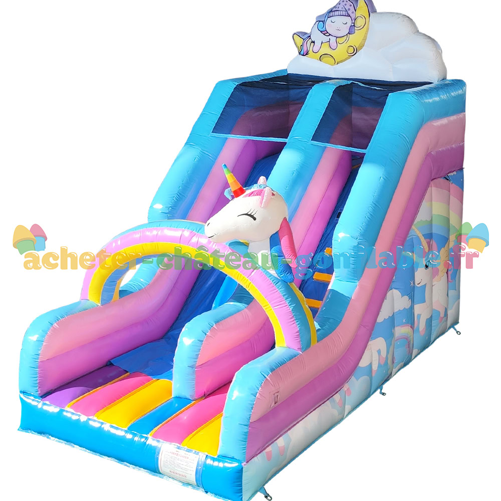 Château Gonflable Toboggan Rêve Licorne